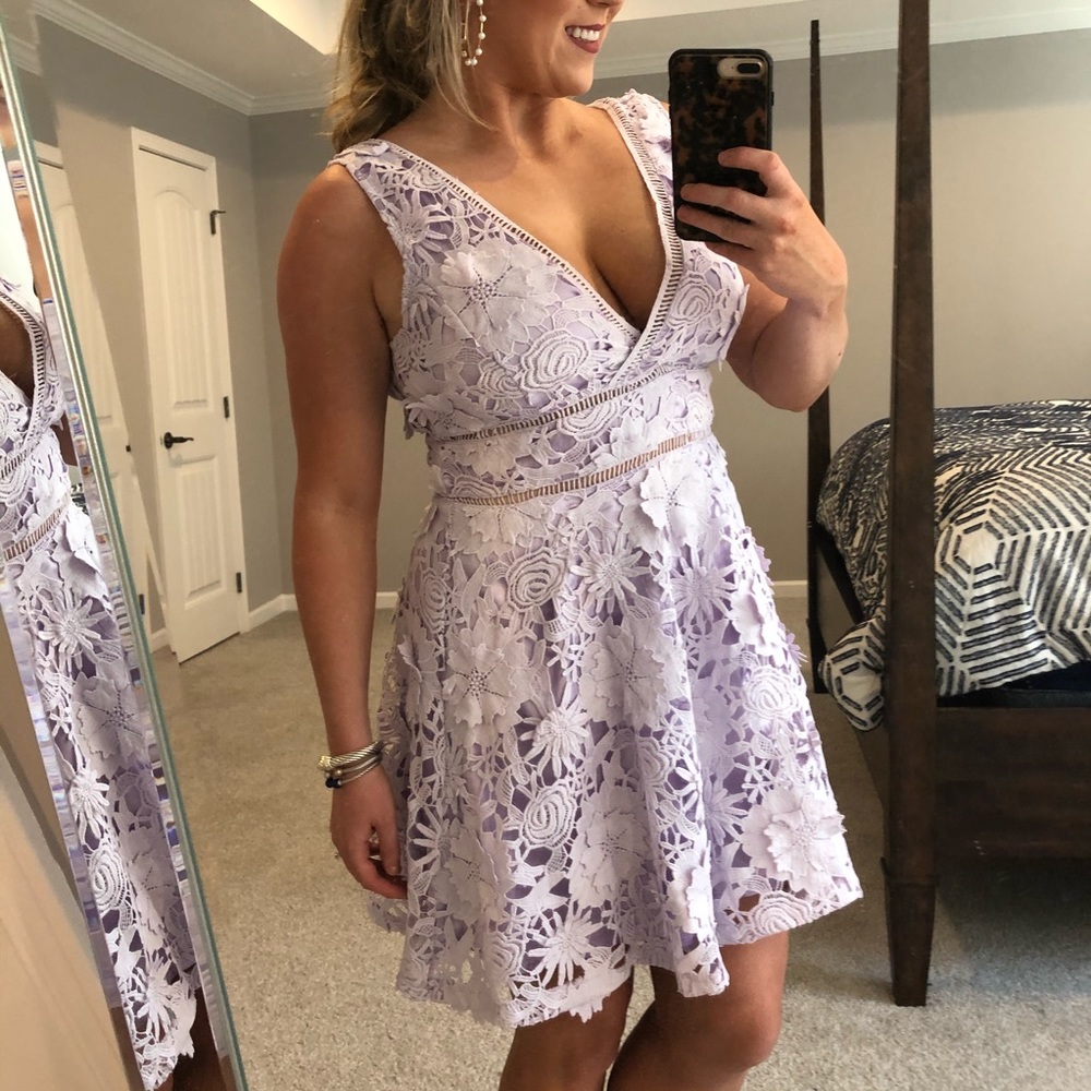 NWT Francesca Just Me Purple 3D Foral Lace Dress - Picture 2 of 9